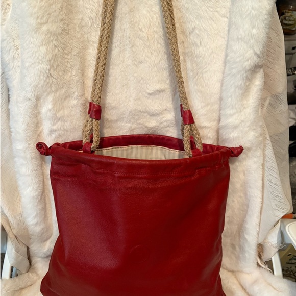 Fendi Red Leather Tote with Rope Handles - Picture 1 of 13